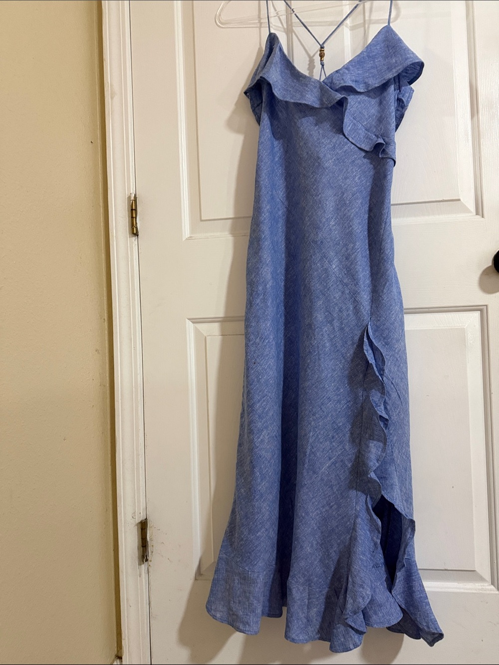 Zara Light Blue Ruffle Maxi Dress